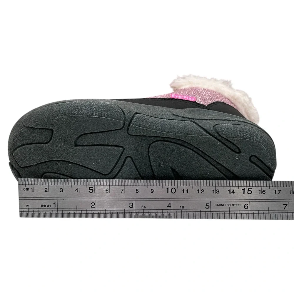 OshKosh BGosh‎ Toddler Girls Ankle Winter Boots Size 10 Pink Black Faux Fur Trim